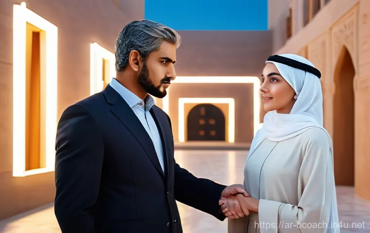비즈니스 코칭과 클라이언트 동기 부여 - **Guidance Through the Business Maze**
    A wise and experienced Arab mentor, a man dressed in a ta...